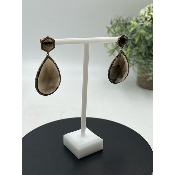 MiJa Signed Vermeil Sterling 925 Brown Faceted Teardrop Dangle Earrings - Picture 9 of 11